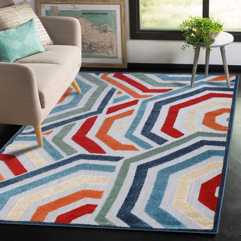 Superior Waimea Geometric Indoor Outdoor Area Rug, 9' x 12', Multicolor