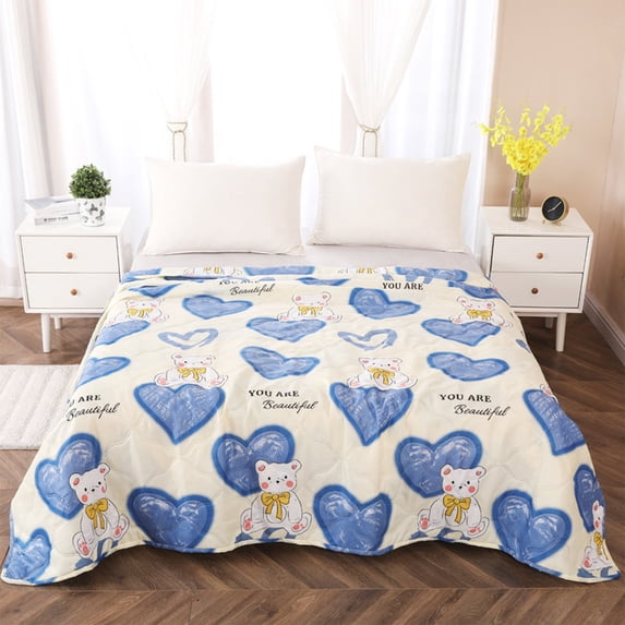 Superior Washed Cotton Cooling Comforter Lightweight Summer Quilt for Hot Sleepers Breathable Air Conditioner Blanket Machine Washable Multicolor