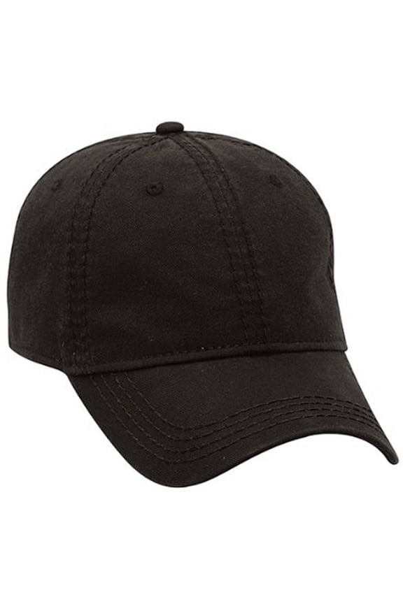 Superior Washed Cotton w/ Contrast Stitching Low Profile Caps, Black