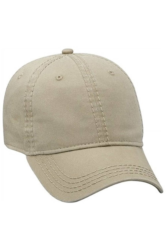 Superior Washed Cotton w/ Heavy Contrast Stitching Low Profile Caps, Khaki