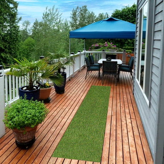 Superior Waterproof 1' x 13', Indoor/Outdoor Artificial Grass Runner Rug, Synthetic Turf Rugs, Green