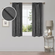Superior Wave Blackout Rod Pocket Curtains Panel Set, Gray, 26" x 63"