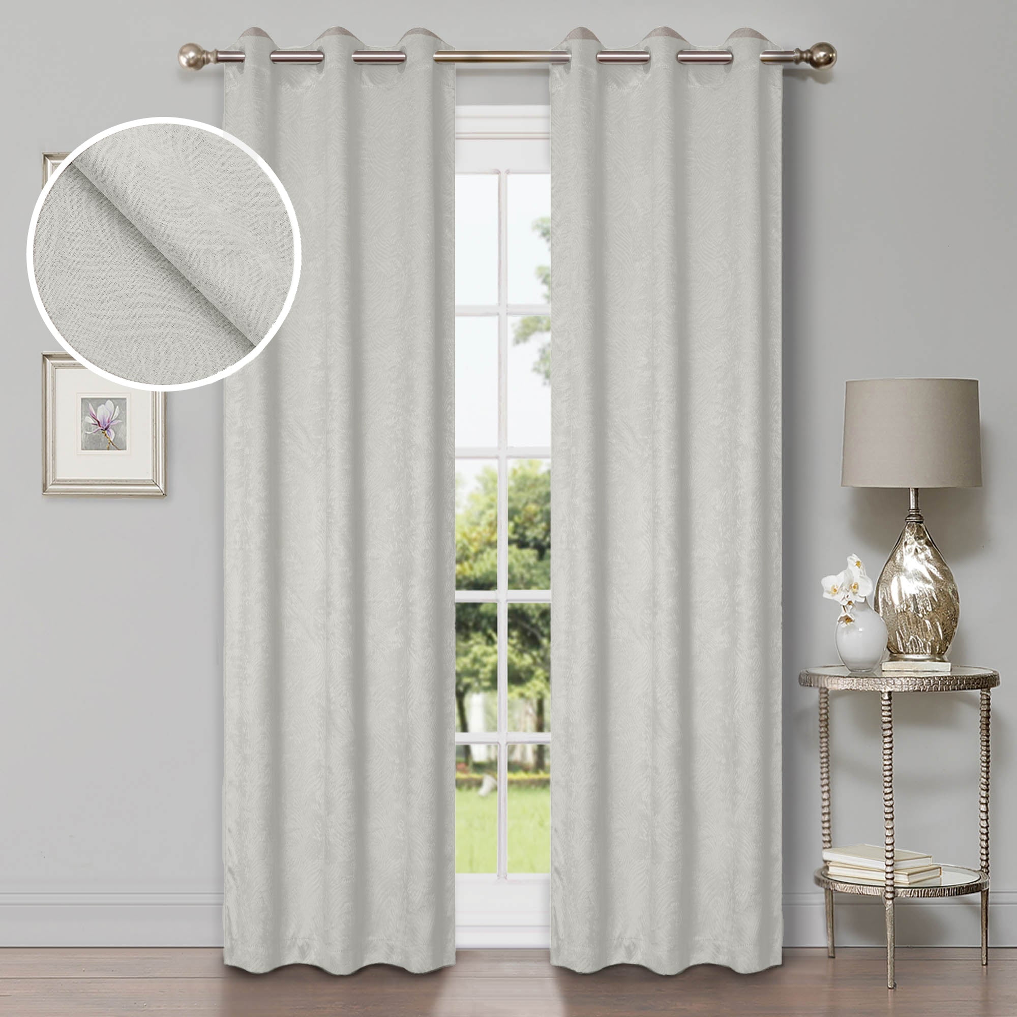 Superior Wave Blackout Grommet Curtains Panel Set, Ivory, 42" x 108"