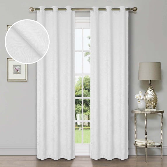 Superior Wave Blackout Grommet Curtains Panel Set, Snow White, 42" x 84"