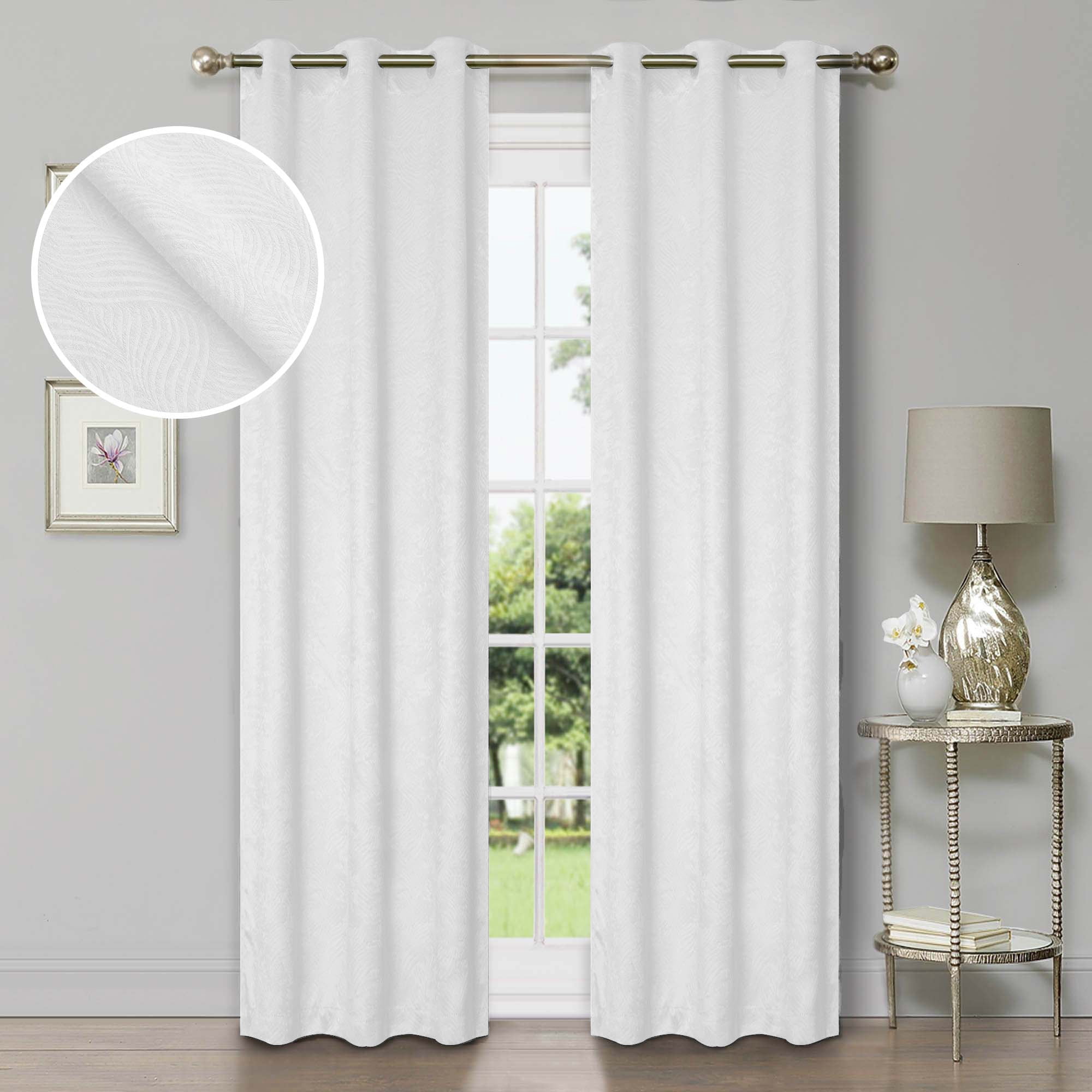 Superior Wave Blackout Grommet Curtains Panel Set, Snow White, 52" x 96"
