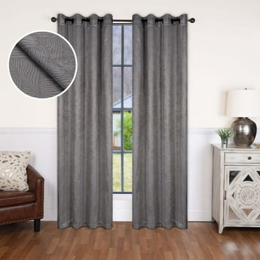 Superior Waverly Blackout Curtains, Rod Pocket, Set of 2, 52" x 120", Silver