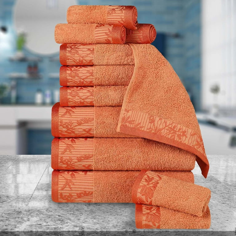 Superior Wisteria 12 Piece Cotton Floral Towel Set Mandarin Walmart