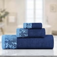thumbnail image 1 of Superior Wisteria Floral Cotton 3 Piece Assorted Towel Set, Navy Blue, 1 of 8