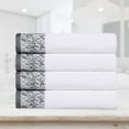thumbnail image 1 of Superior Wisteria Floral Cotton Bath Towels, Set of 4, White/ Grey, 1 of 8