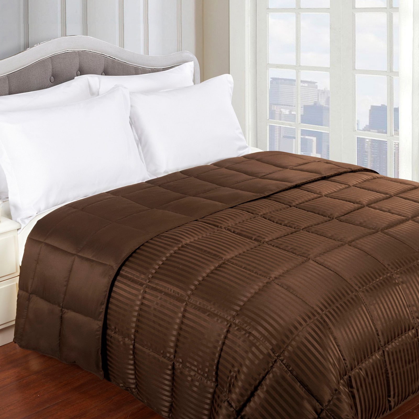 Twin Chocolate Reversible Cotton Down Alternative Blanket