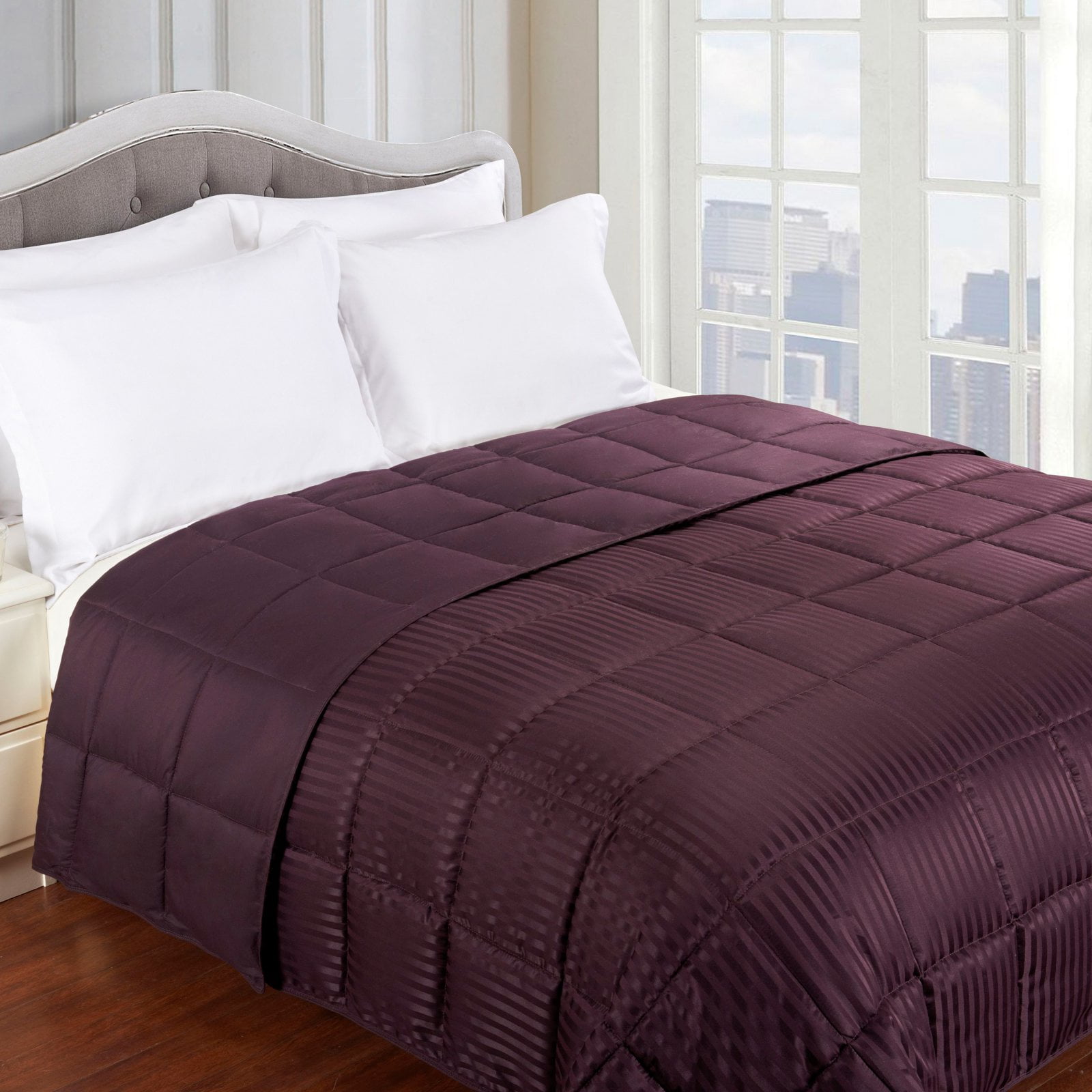 Twin Purple Cotton Reversible Down Alternative Blanket