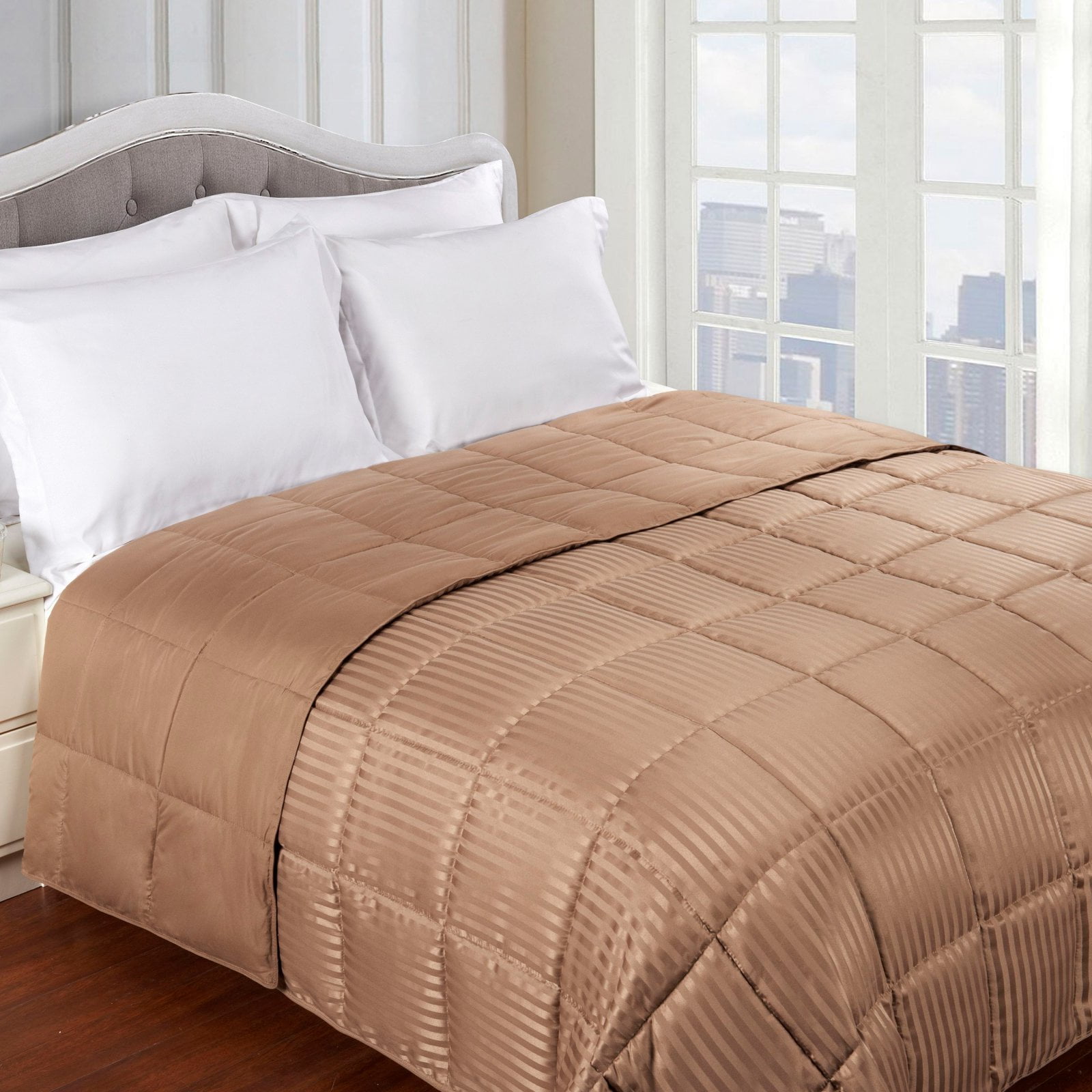 Taupe Twin Reversible Cotton Down Alternative Blanket