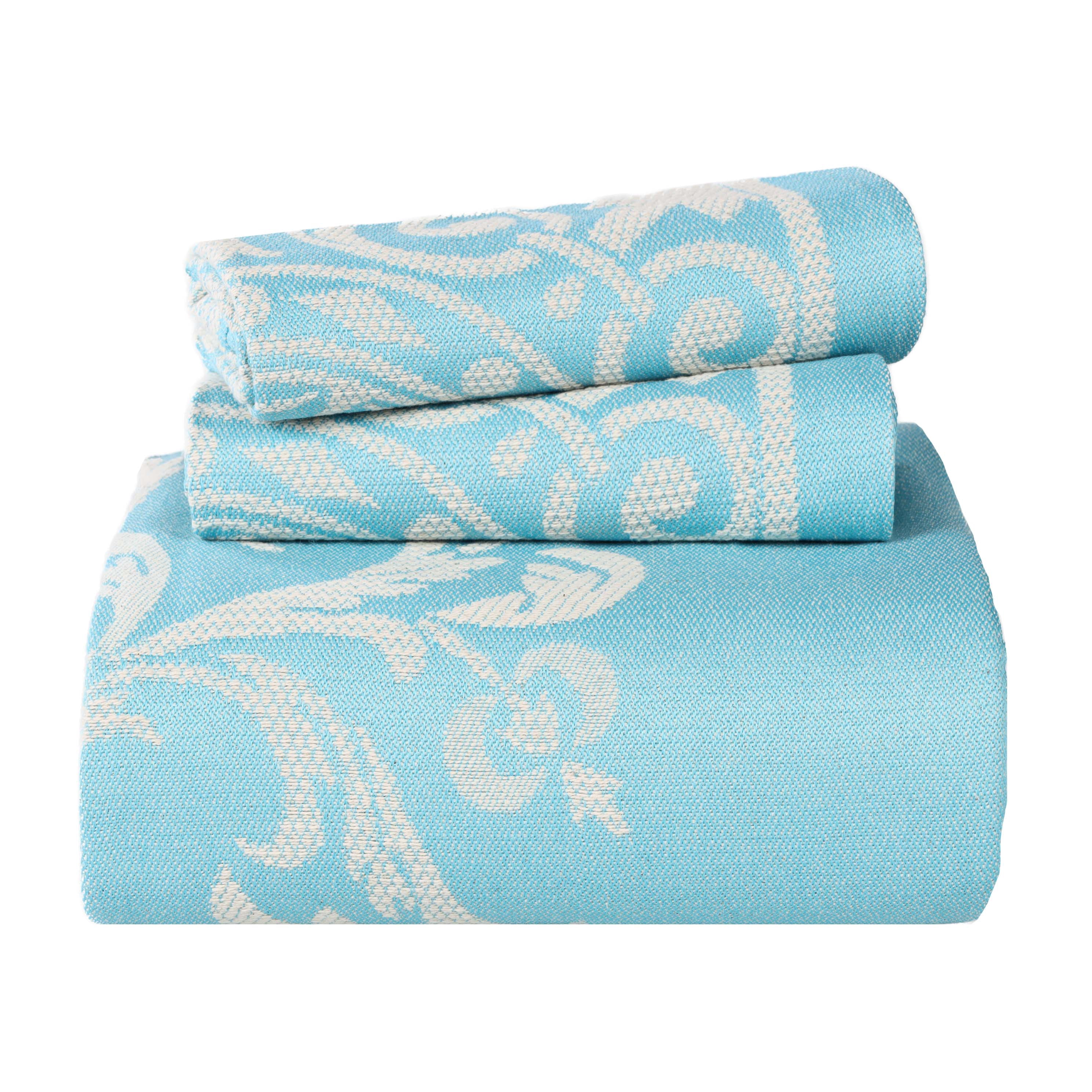 Superior Woven Jacquard Bedspread Set King Size, 3-Piece Lightweight All Seasons Coverlet, Aqua