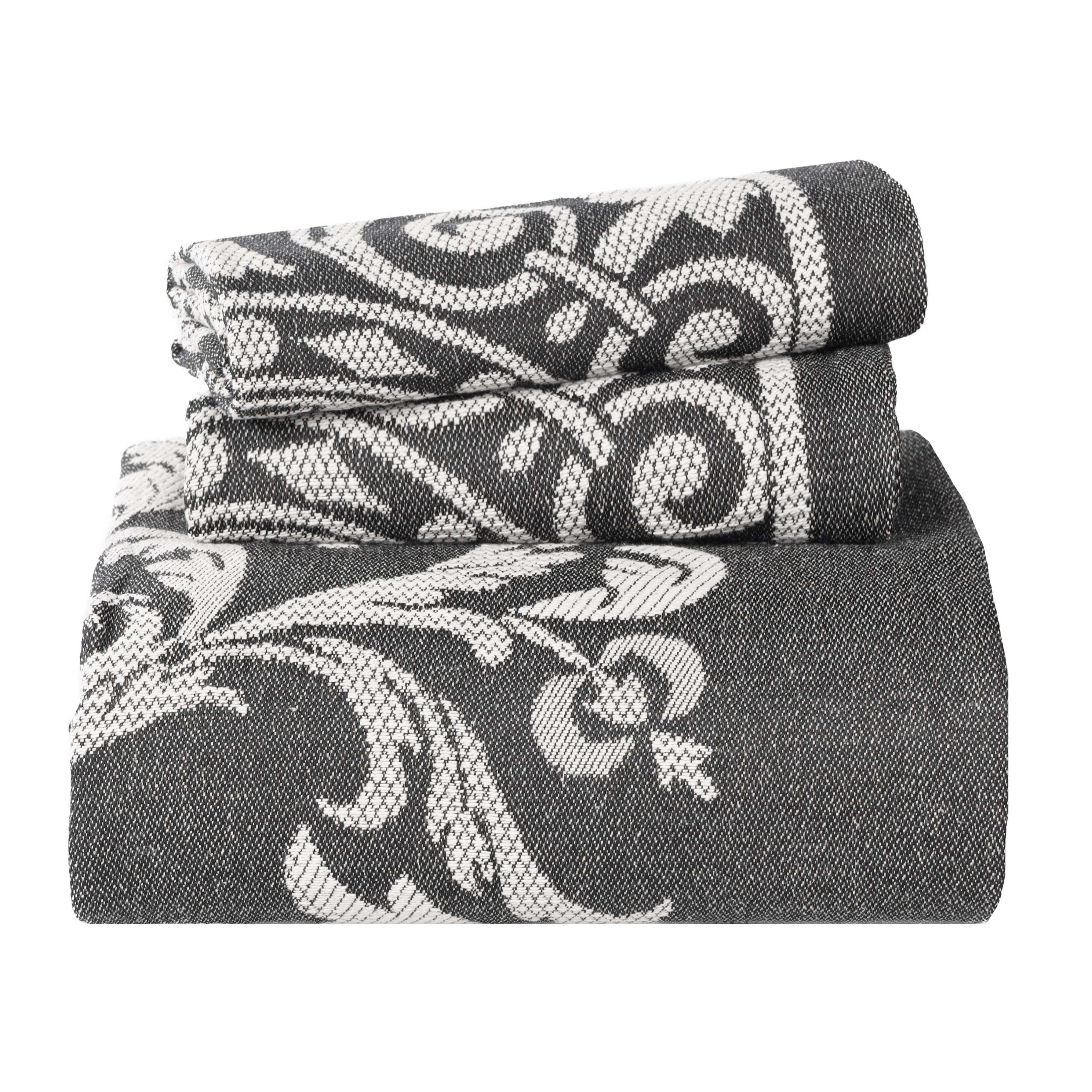 Superior Woven Jacquard Bedspread Set King Size, 3-Piece Lightweight All Seasons Coverlet, Charcoal