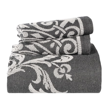 Superior Woven Jacquard Bedspread Set Twin Size, 2-Piece Lightweight All Seasons Coverlet, Charcoal