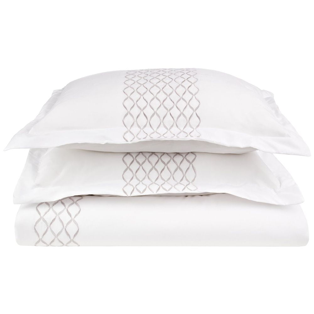 Full/Queen White Cotton Embroidered Duvet Cover Set