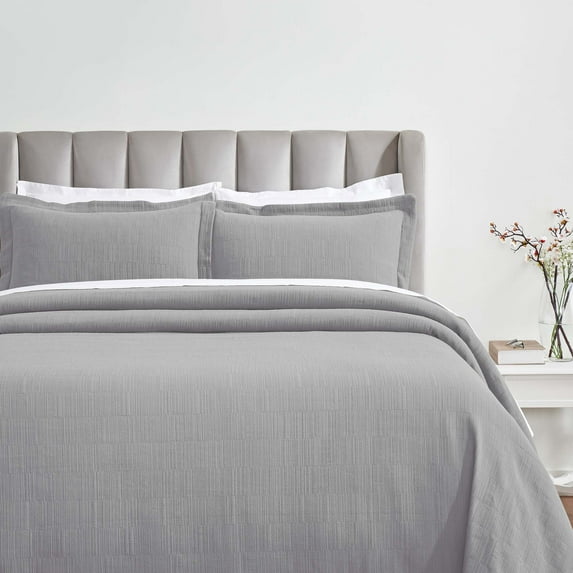 Superior Zenith Cotton Matelasse Bedspread Set, California King, Gray