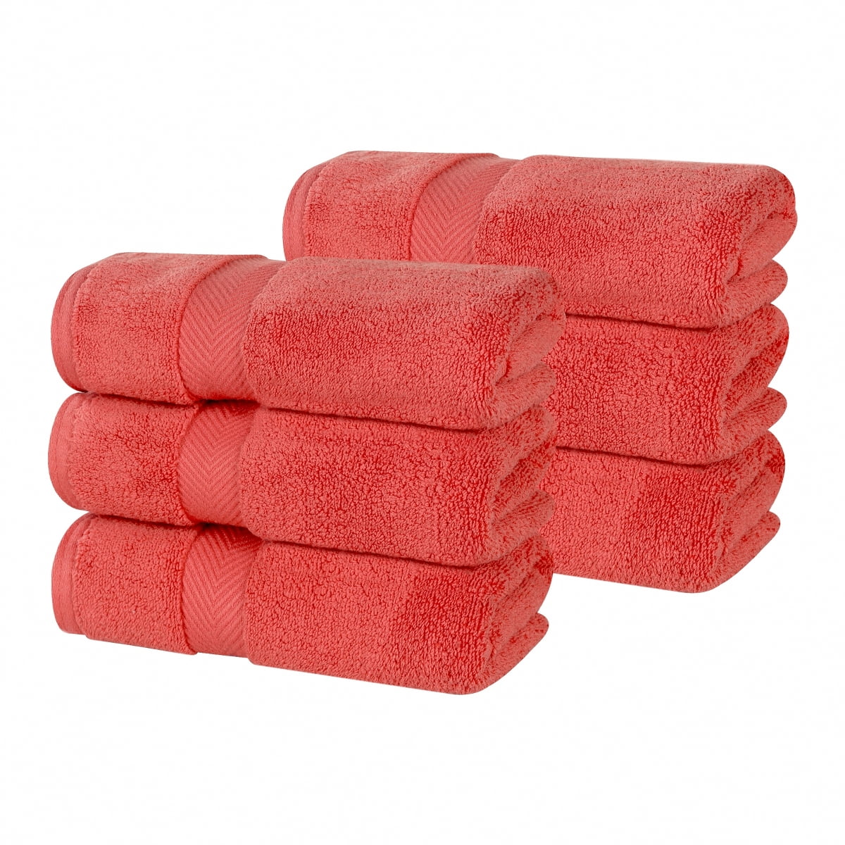 Superior Zero Twist Cotton Hand Towel Set of 6, Coral - Walmart