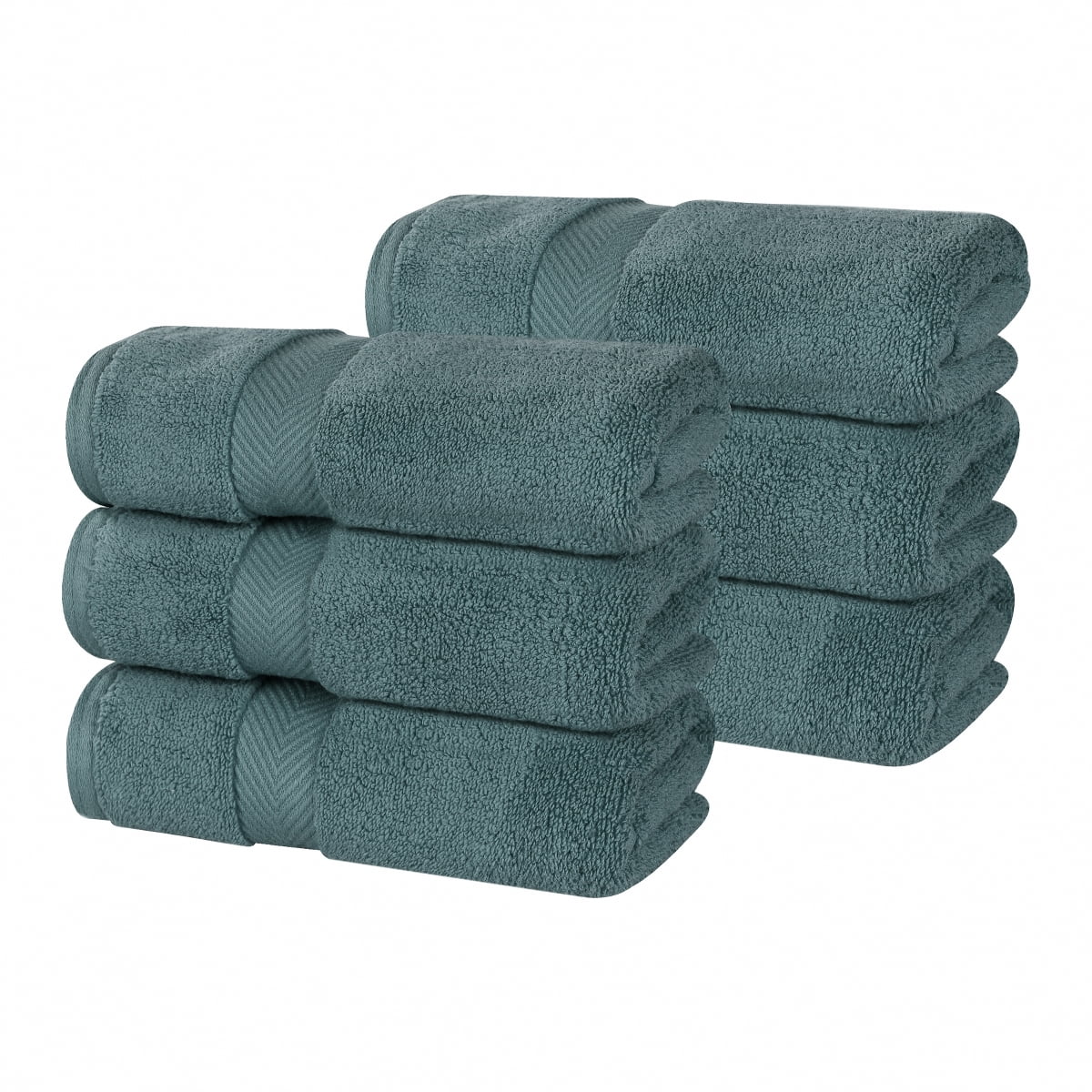 Superior Zero Twist Cotton Hand Towel Set of 6, Jade Green
