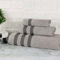thumbnail image 1 of Superior Zero Twist Cotton Ribbed Geometric 3-Piece Towel Set, Ultra Soft Quick Dry, Grey, 1 of 12
