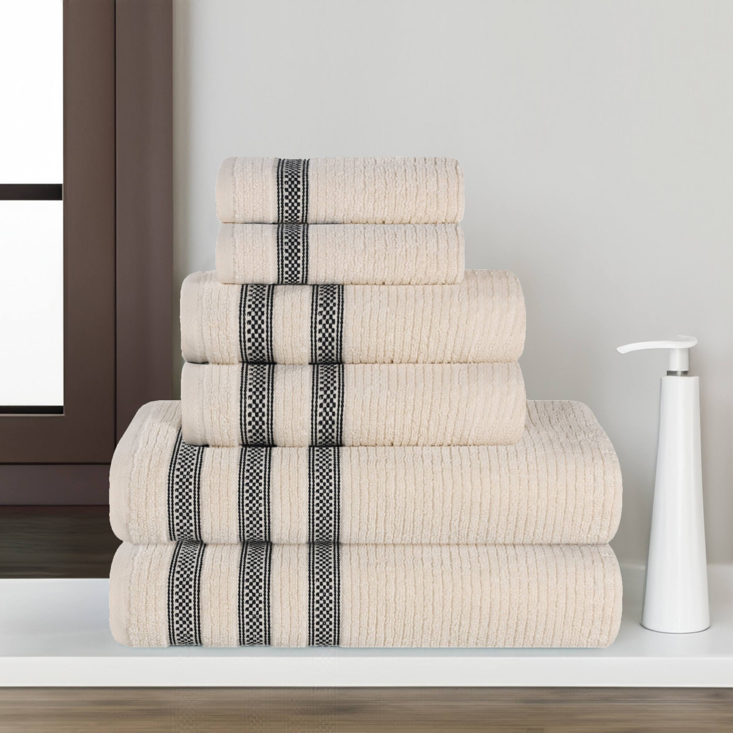 Superior Zero Twist Cotton Ribbed Geometric 6-Piece Towel Set