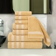 thumbnail image 1 of Superior Zero Twist Cotton Ribbed Geometric 8-Piece Towel Set, Ultra Soft Quick Dry, Gold, 1 of 12