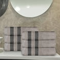 thumbnail image 1 of Superior Zero Twist Cotton Ribbed Geometric Hand Towel Set of 6, Gray, 1 of 12