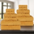 thumbnail image 1 of Superior Zero Twist 12-Piece Cotton Towel Set, Waffle Border Ultra Doft Quick Dry Towels, Gold, 1 of 12