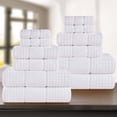 thumbnail image 1 of Superior Zero Twist 12-Piece Cotton Towel Set, Waffle Border Ultra Doft Quick Dry Towels, White, 1 of 12