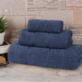 thumbnail image 1 of Superior Zero Twist Cotton Waffle Border 3-Piece Towel Set, Denim Blue, 1 of 13