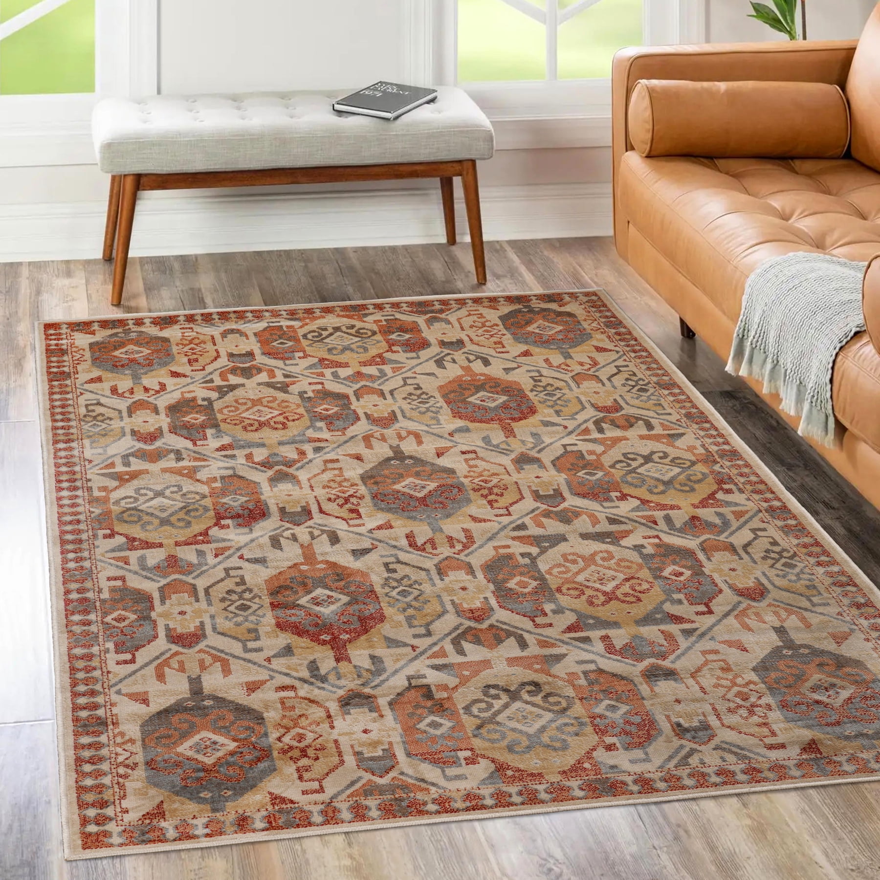 Superior Zuleyka Aztec Southwestern Indoor Area Rug, 5' x 8', Rust