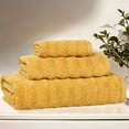 thumbnail image 1 of Superior Zuma Waffle Textured Stripes Zero Twist 3 Piece Towel Set, Gold, 1 of 10