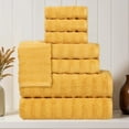 thumbnail image 1 of Superior Zuma Waffle Textured Stripes Zero Twist 8 Piece Towel Set, Gold, 1 of 10