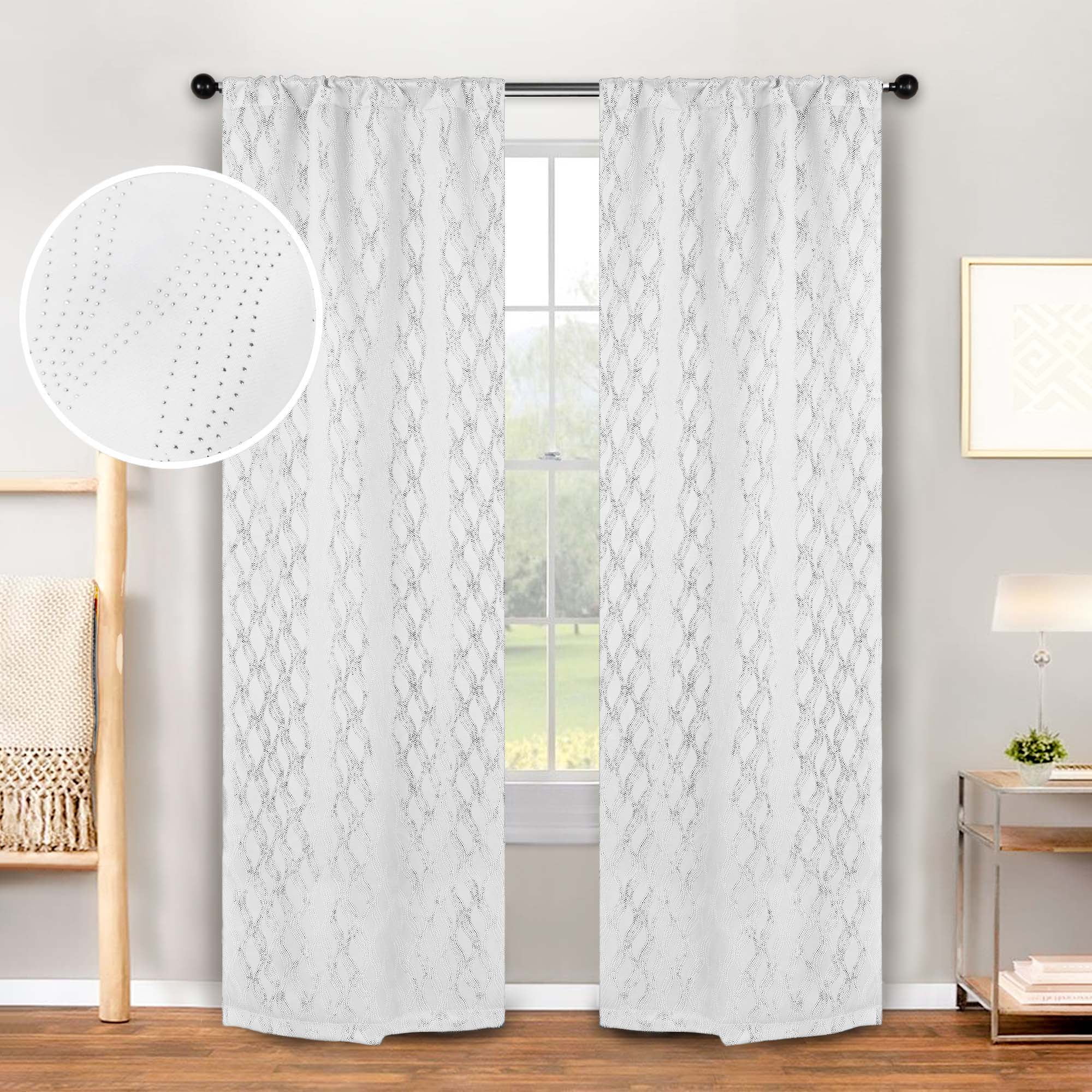 Superior Zuri Blackout Curtains, Rod Pocket, Set of 2, 26" X 84", Snow White