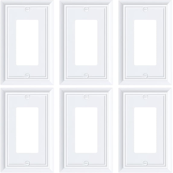 SuperiorHub6-Pack Decorator Wall Plate Cover,Pure White Decorative Switch Plates and Outlet Covers,Durable Natural Bamboo Fiber Wall Plates for Electrical Outlets,Receptacle,GFCI Outlet,Dimmer Switch