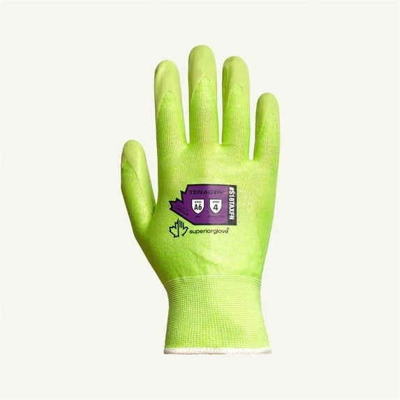 Superiorglove Tenactiv Hi-Viz Knit Blended HPPE & Steel Glove Foam Nitrile Palm ANSI A6 Size 10