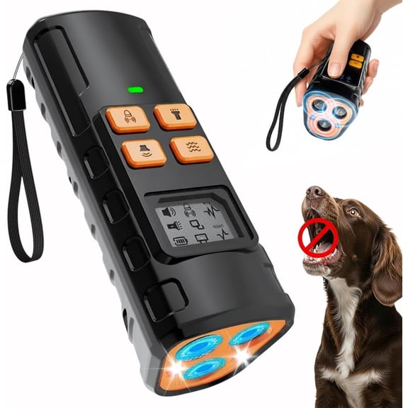 Superious Dog Bark Deterrent Device 4-in-1 Ultrasonic Anti Barking Control, 3X Ultrasonic Power, 6 Training Modes, 60FT Range, Indoor Outdoor, Rechargeable, IPX6 Waterproof, Compact with Flashlight