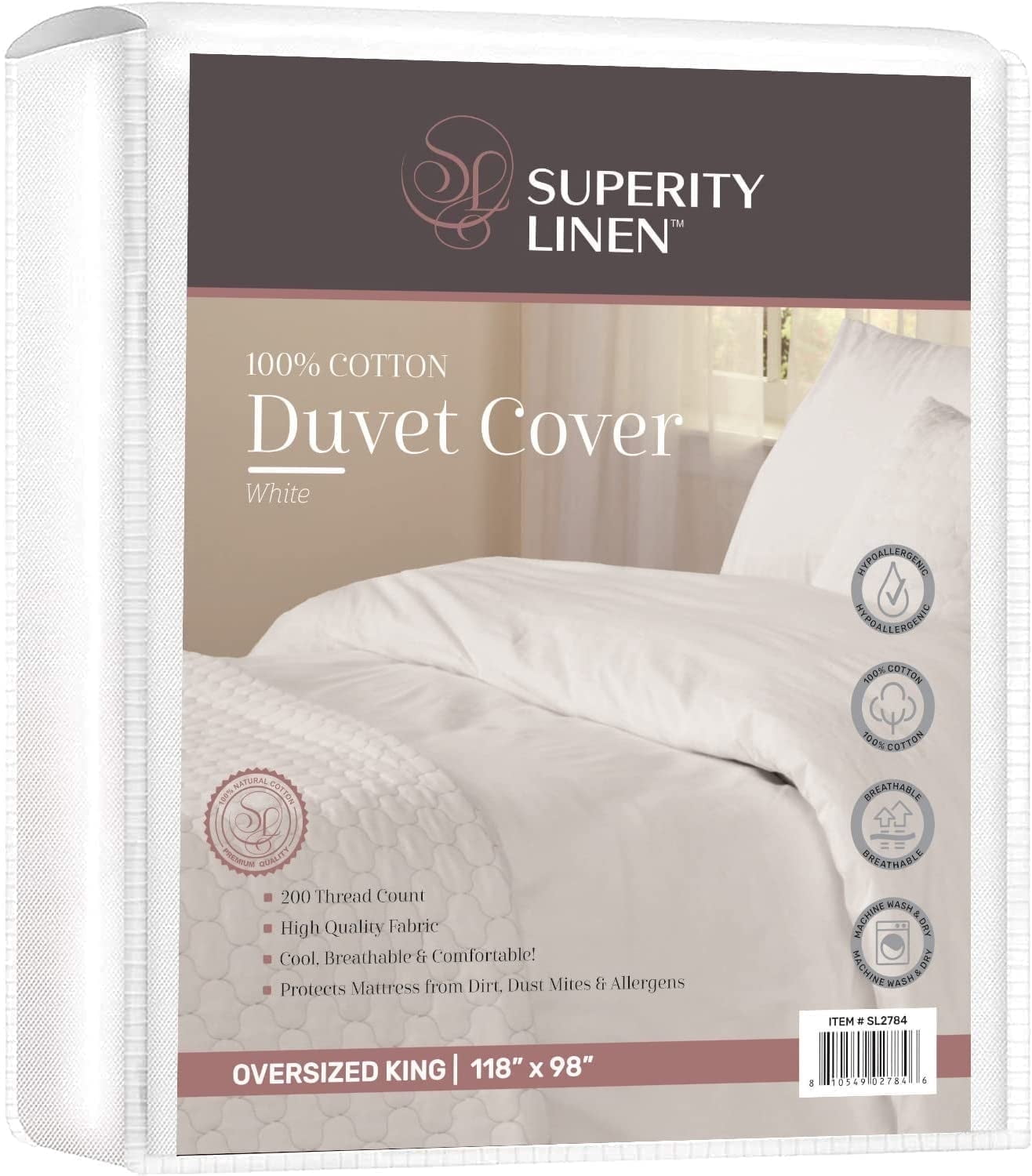 Superity Linen 200 Thread Count White 100% Premium Cotton Duvet Cover ...
