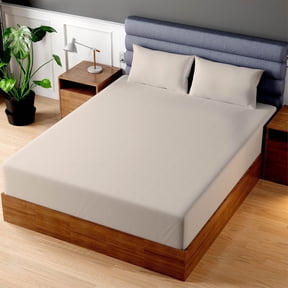 Superity Linen - Fitted Sheet, 100% Cotton 200 Thread Count, Queen Beige