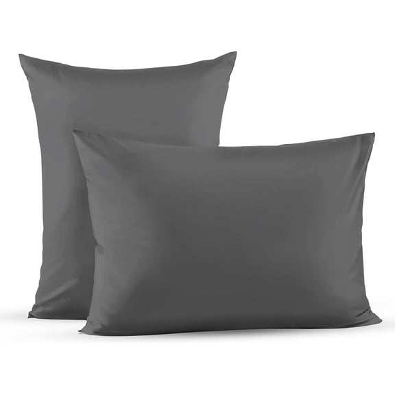 Superity Linen Pillow Cases King Size - Envelope Enclosure - 2 Pack - 100% Soft and Comfortable Premium Cotton - Dark Grey