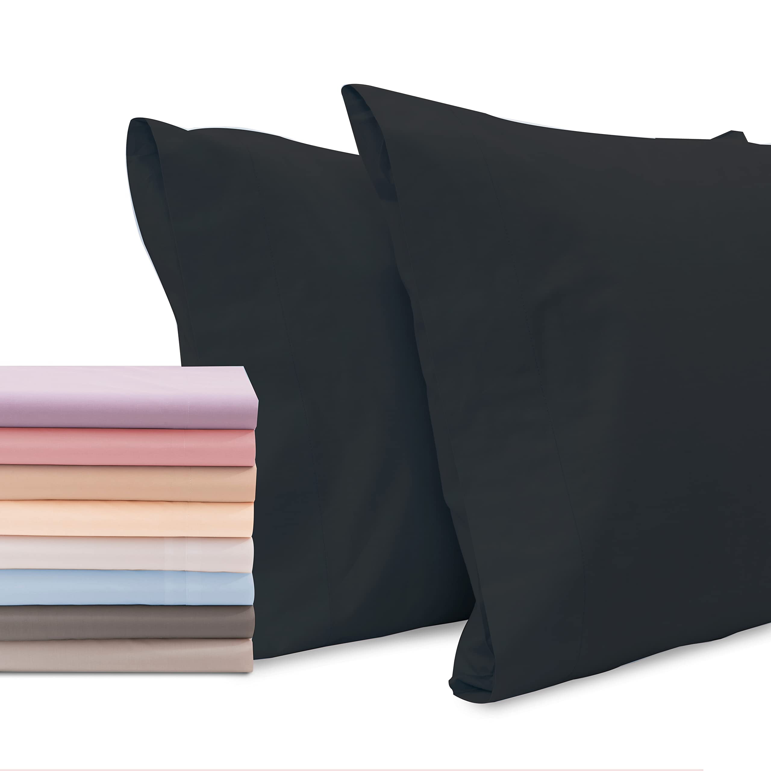 Superity Premium Cotton King Size Linen Pillow Cases - 2 Pack - Black ...
