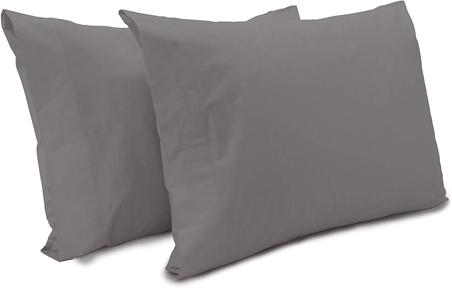 Grey Cotton Queen Pillowcases - 2 Pack - Breathable Envelope Closure