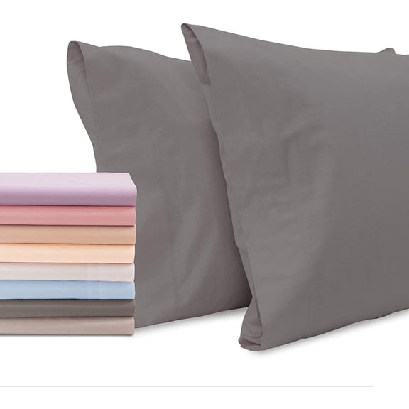 Superity Linen Pillow Cases Standard Size - Open Enclosure - 2 Pack - 100% Soft and Comfortable Premium Cotton - Grey