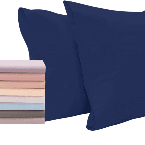 Superity Linen Pillow Cases Standard Size - Open Enclosure - 2 Pack - 100% Soft and Comfortable Premium Cotton - Navy