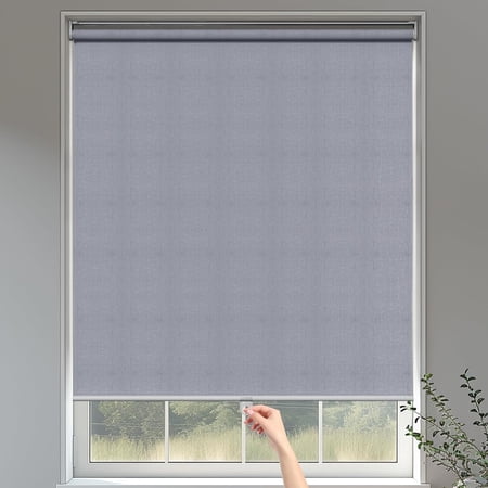 Superjoe 100% Blackout Roller Window Shades, Free-Stop Pull Down Shades for Windows with Thermal Insulated Waterproof Fabric, Roller Blinds for Indoor Windows, Office, Home, 30"x72", Grey