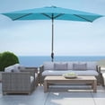 thumbnail image 1 of Heynemo 10x 6.5ft Rectangular Patio Umbrella, Outdoor Table Market Umbrella with Crank, 6 Steel Ribs, Polyester Canopy, Aluminum Pole,Lake Blue, 1 of 7