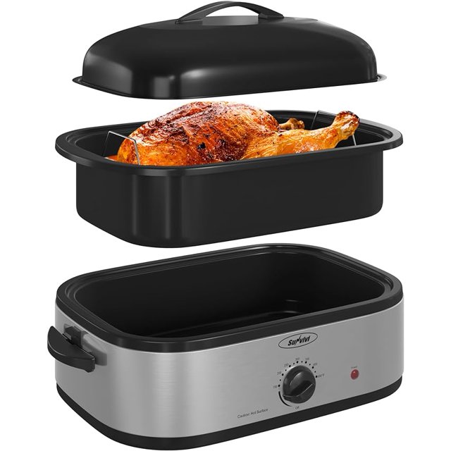 Superjoe 14Quart Electric Roaster Oven with SelfBasting Lid, Turkey