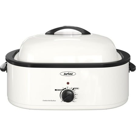 Superjoe 18 QT Electric Roaster Oven, Stainless Steel Roaster Pan for Turkey with Removable Insert Pot, White