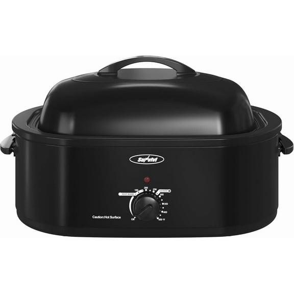 Superjoe 18QT Electric Roaster Oven, Stainless Steel Roaster Pan for Turkey with Removable Insert Pot, Black