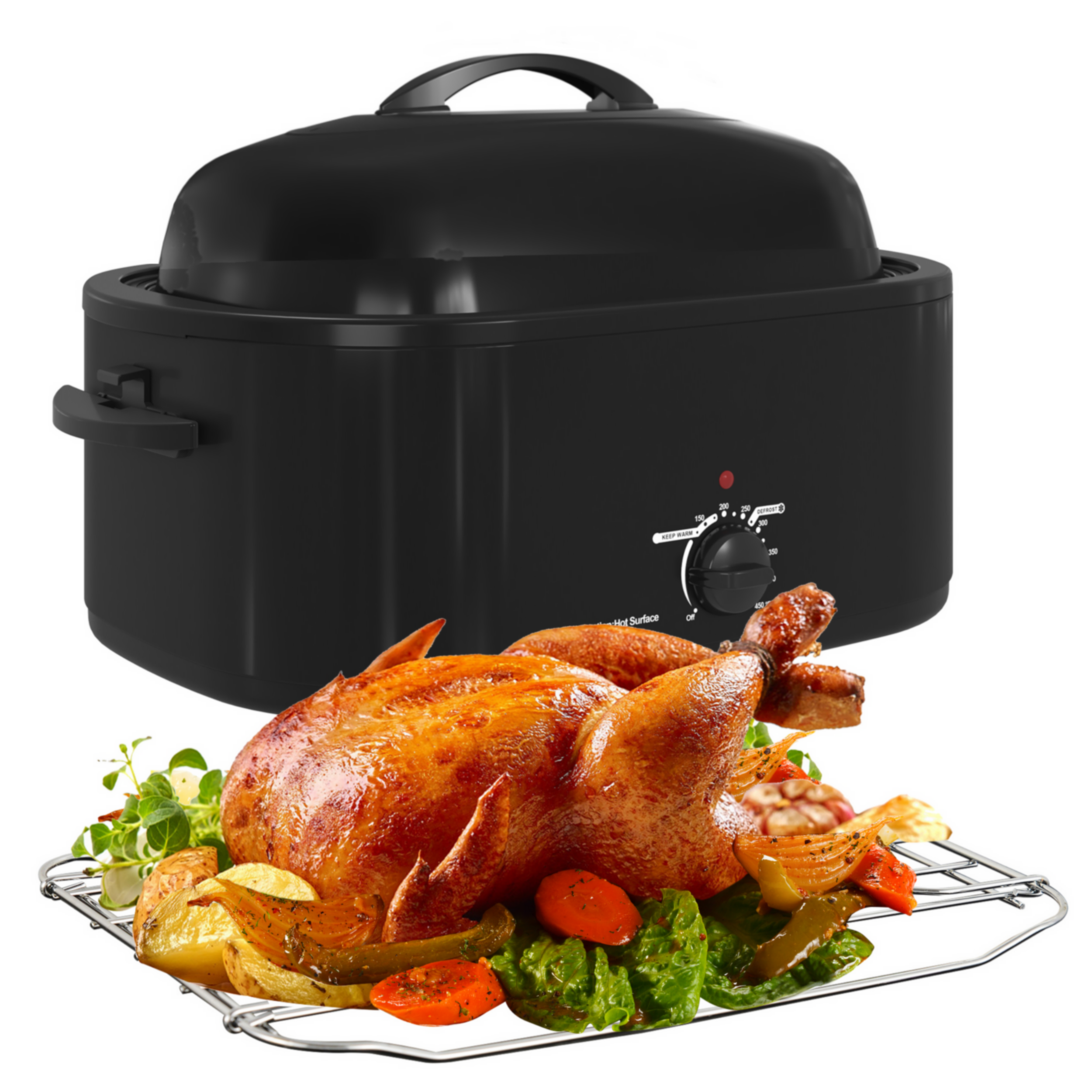 Superjoe 20 Quart Roaster Oven with SelfBasting Lid, Electric Turkey Roaster with Thaw & Warm